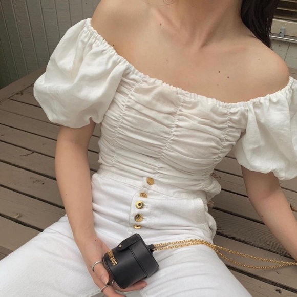 LEORA STUDIO OFF-SHOULDER RUCHED FLOWY SLEEVES TOP - Picture 3 of 9